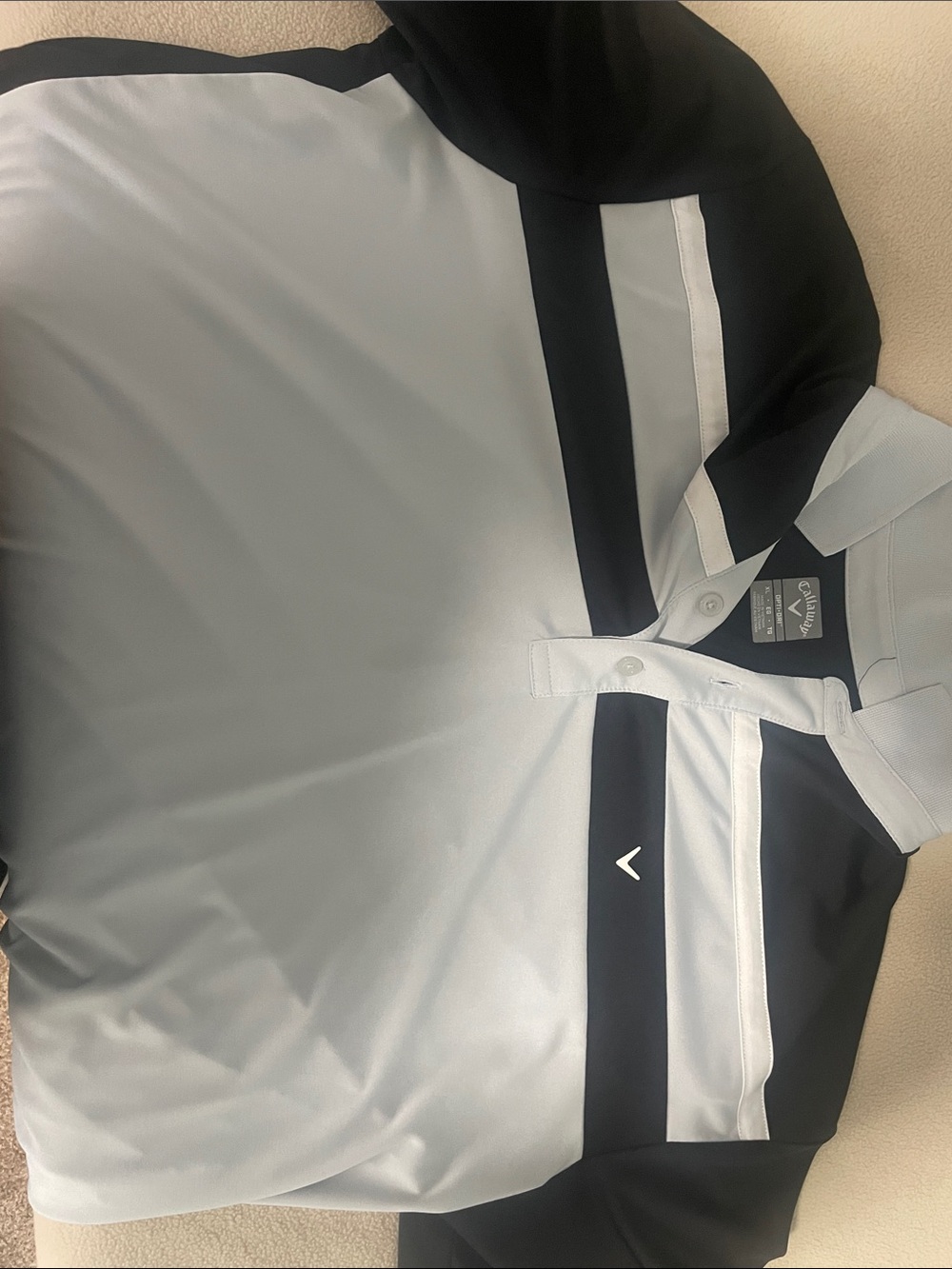 Callaway Light Gray and Black Colorblock Golf Polo